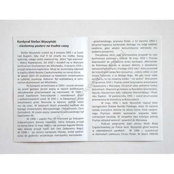 KARD. STEFAN WYSZYŃKI - folder - 88049