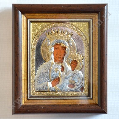 MATKA BOŻA CZĘSTOCHOWSKA - ikona w ramce za szkłem 13 x 15 cm - 82411