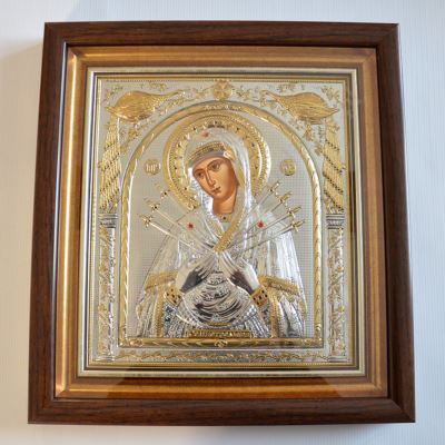 MATKA BOŻA SIEDEM MIECZY - ikona w ramce za szkłem 38.5 x 42 cm - 56983